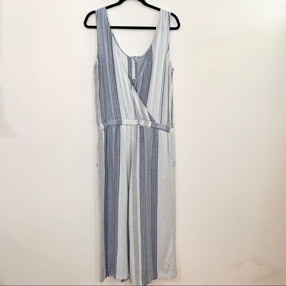 NWOT CLOTH & STONE Open-Back Stripe Linen Jumpsuit - Picture 7 of 13